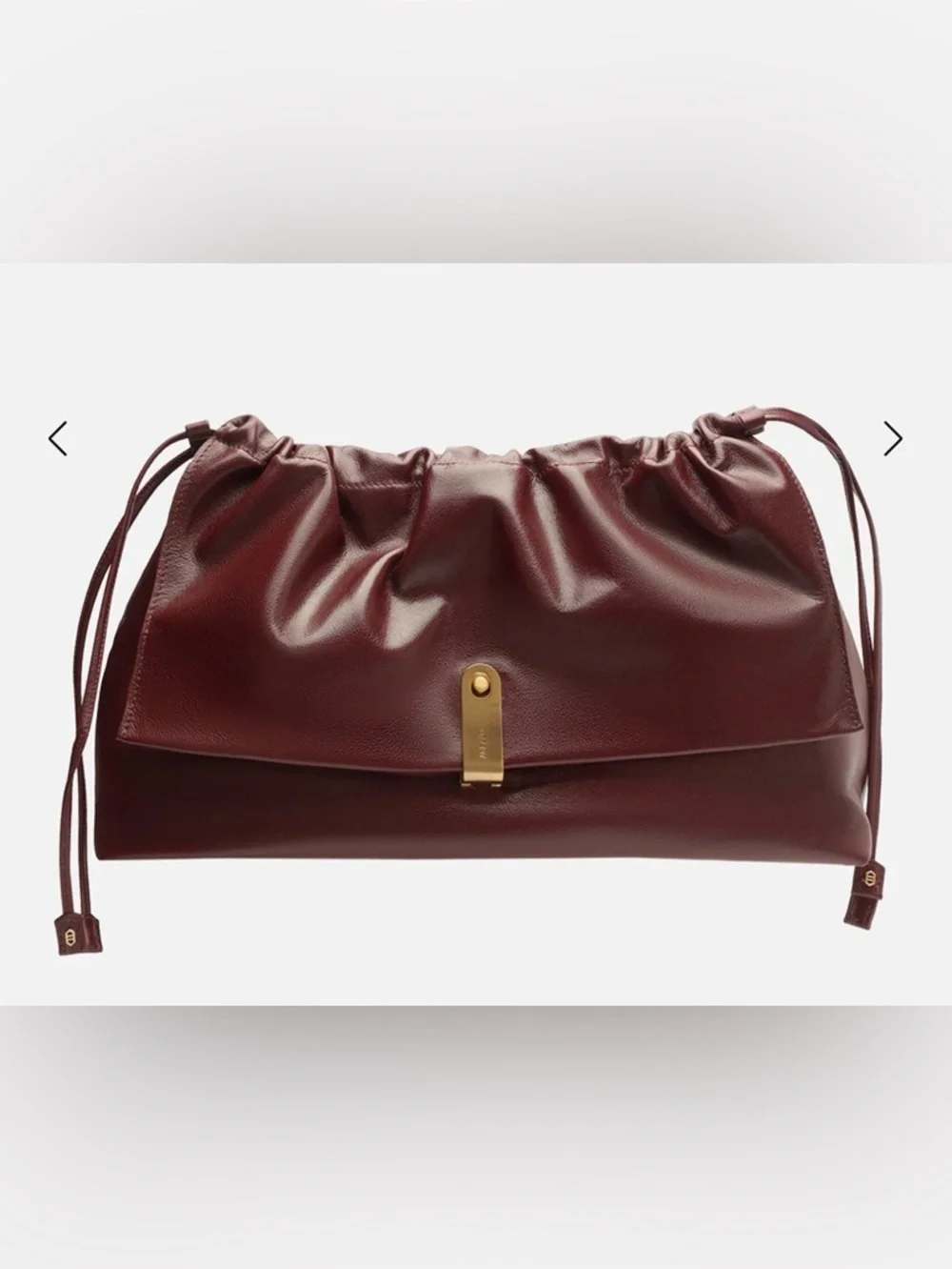 Arezzo Nicole Large Leather Pouch Drawstring Closure